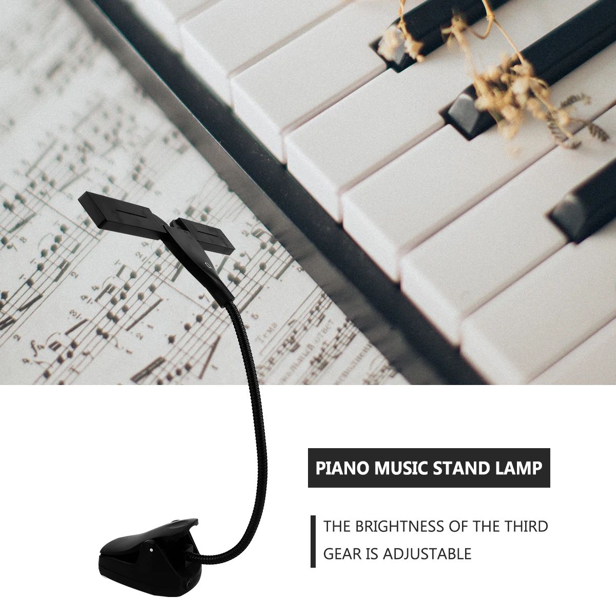 

Piano Music Stand Lamp Soft Eye Protection USB Plug in Score LED Black Small Power Supply ABS Material