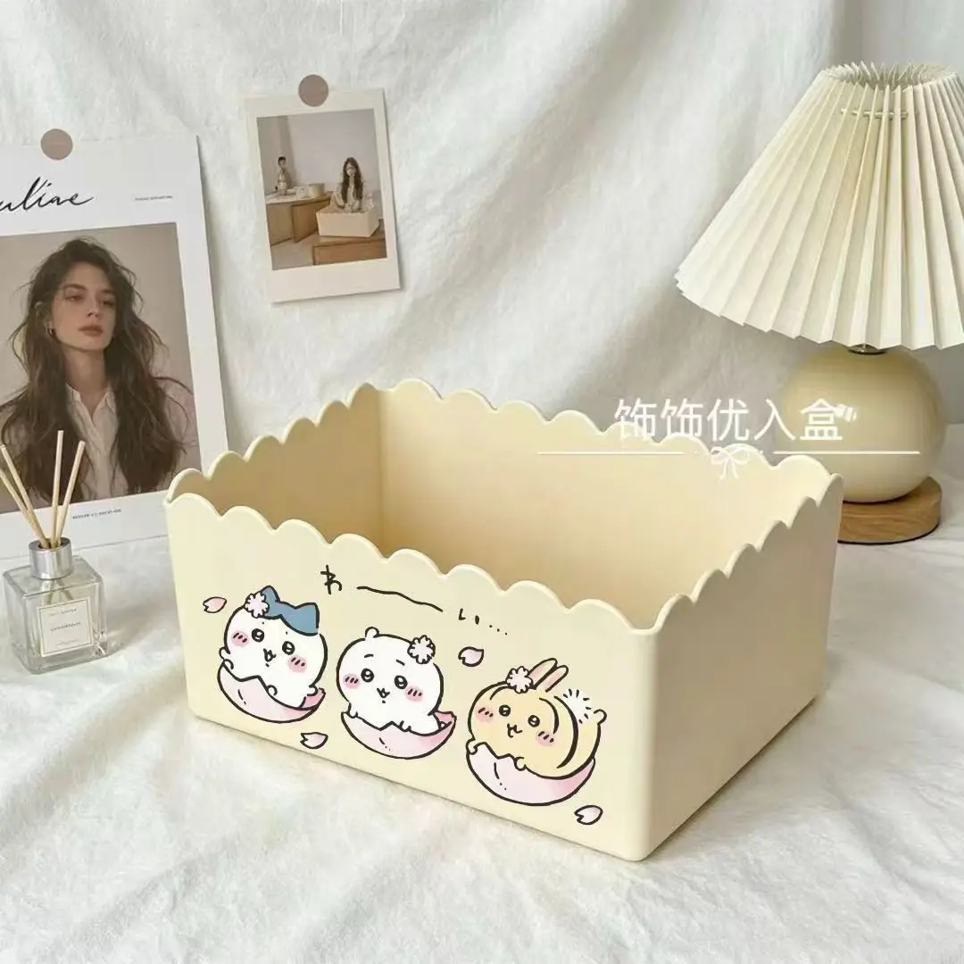 Chiikawa Cartoon Large Capacity Storage Basket  Portable Desktop Organizer Box PP Compression Resistant Hand Account Box