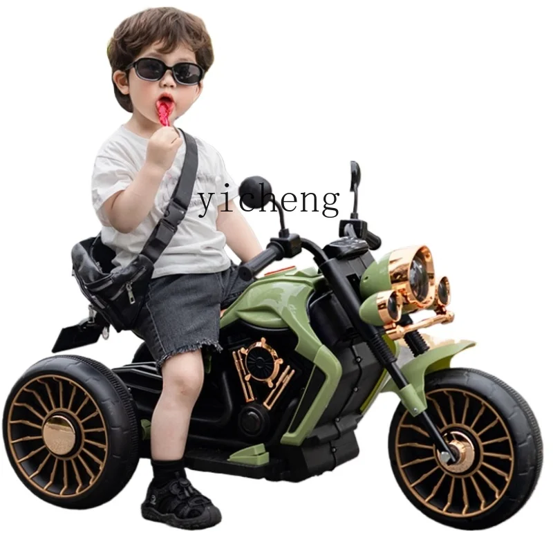 Triciclo de motocicleta eléctrica XL para niño y niña, coche de batería para bebé, juguete de carga, coche de Control remoto