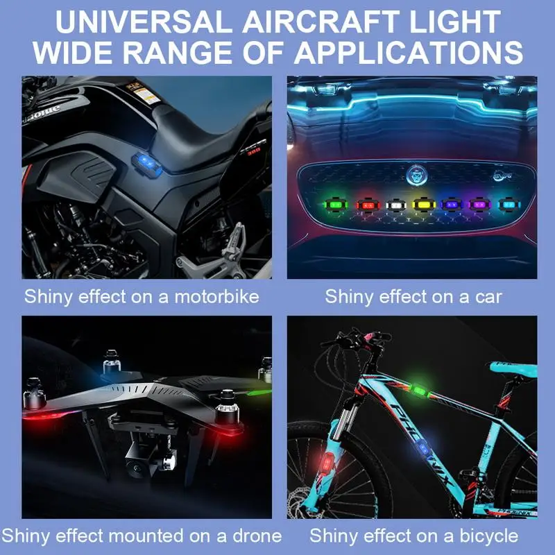 Universal LED Anti-collision Warning Light Mini Signal Light Drone with Strobe Light 7 Colors Turn Signal Indicator Motorcycle