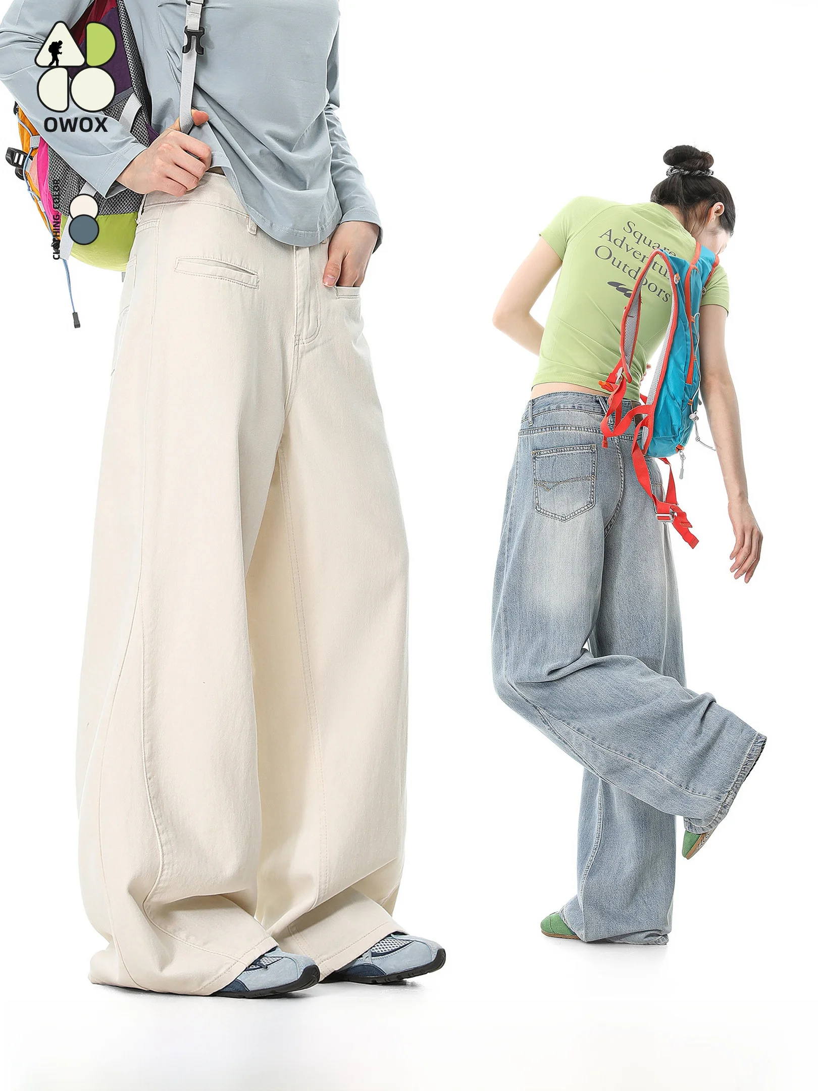 

Waed American Sle Loose Wide Leg Jeans Women's High Waist Cotton Straight Leg Jeans Spring Summer Casual Ladies Jeans