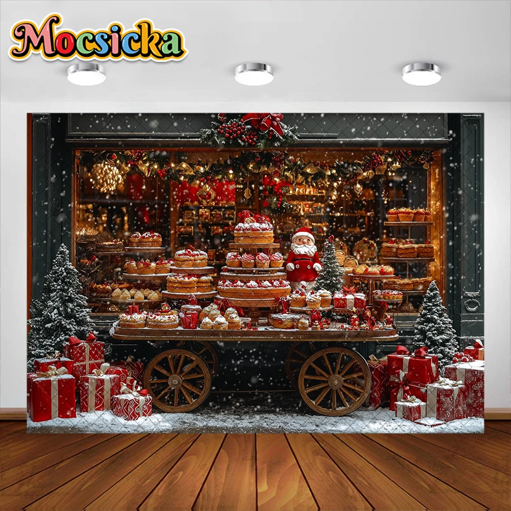 겨울 크리스마스 사진 배경 크리스마스 상점 선물 장식, 어린이 휴일 초상화 사진 배경, 스튜디오 소품 배너