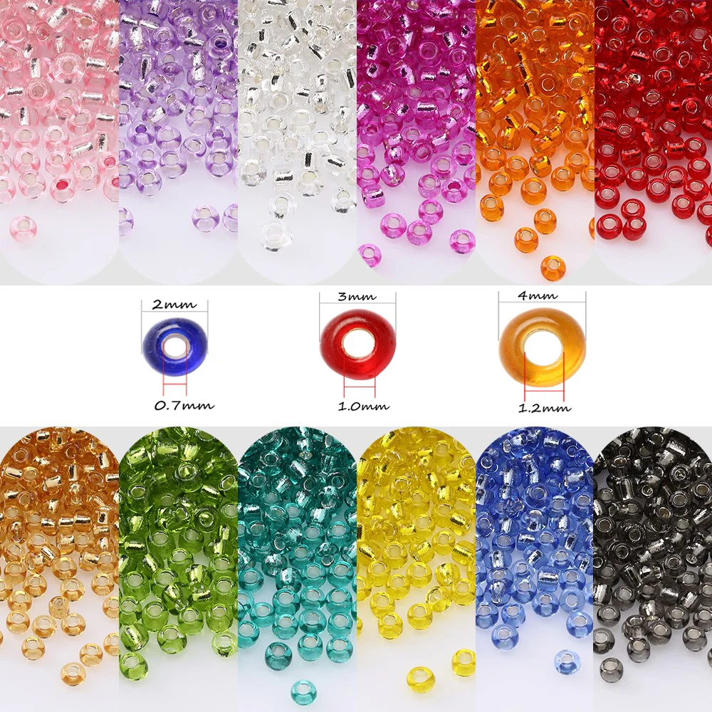 2.3.4mm Seed Beads Silver-Lined Glass Czech Spacer Beads DIY Glass Bugle Bead For Cross Stitch Bead EmbroideryCrafts Accessories