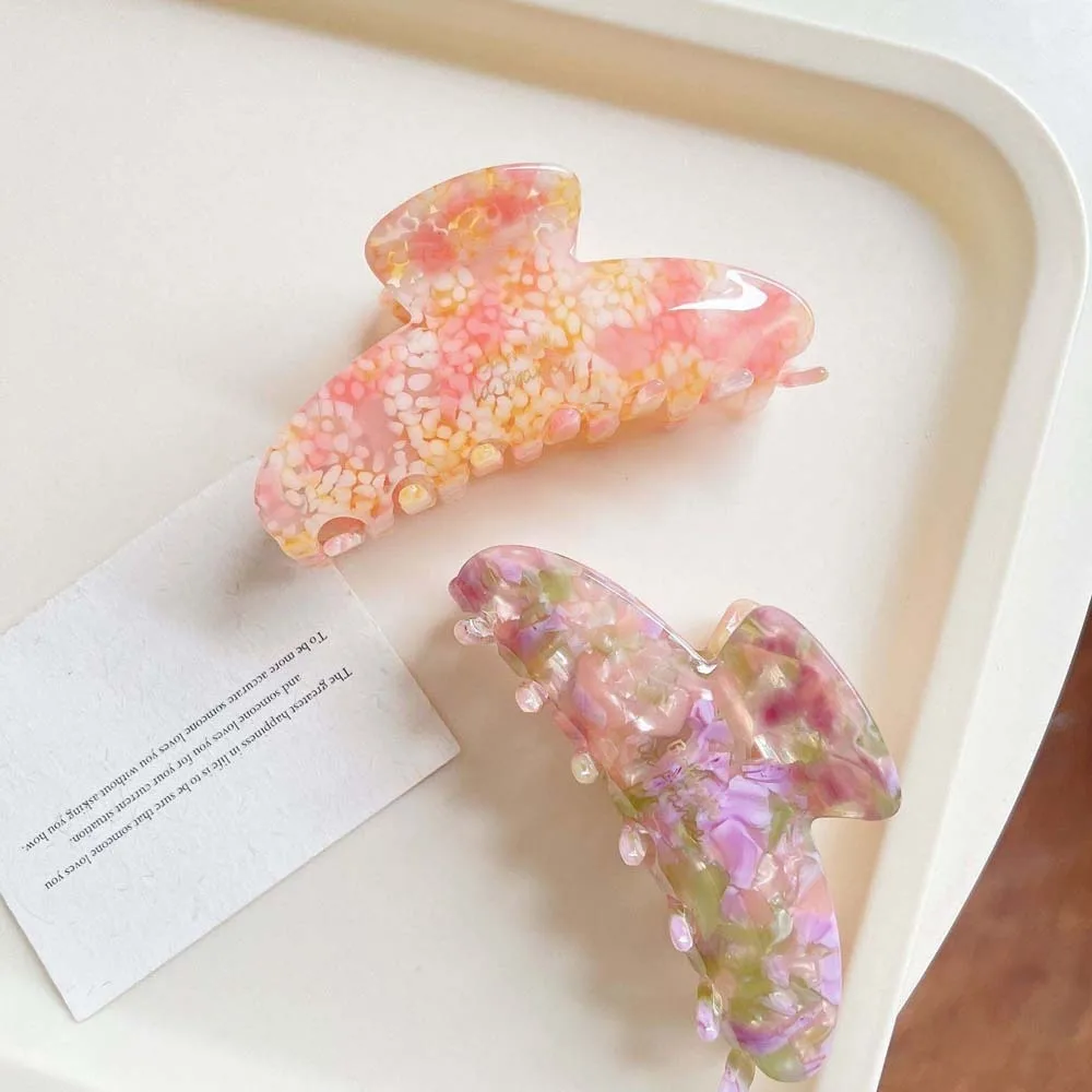 

Elegant Acetic Acid Hair Claw Korean Style Acrylic Gradient Shark Clip Hairgrips Contrast Color Women Hair Accessories Party