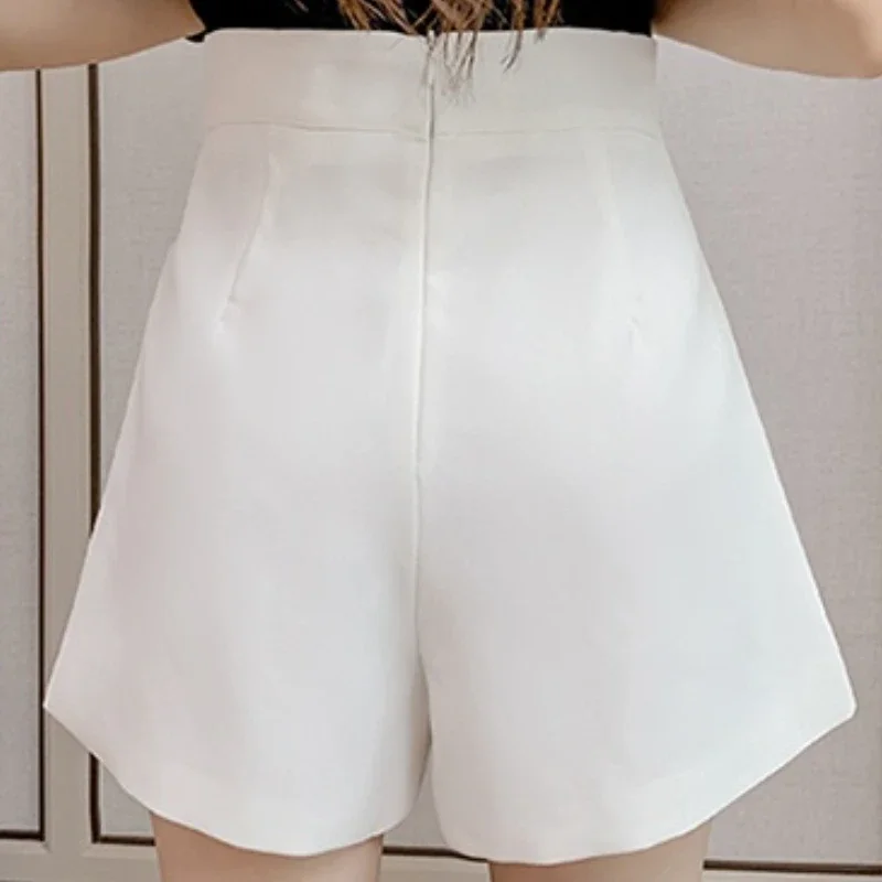 Shorts für Damen, Preppy-Look, gemütlich, unregelmäßiges Design, Knöpfe, Baggy, Teenager, Basic, BF-Stil, Freunde, lässig, modisch, Femme, Retro, Sommer