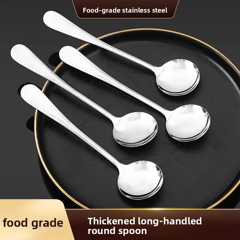 Thickened stainless steel spoon, fruit spoon, watermelon spoon, soup spoon adults and children, dining spoon, medium-length