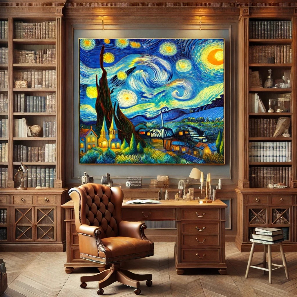 Handpainted Starry Night Thick Landscape Oil Paintings on Canvas,Wall Art,Picture for Living/Bath Room,Home Decorative Artwork