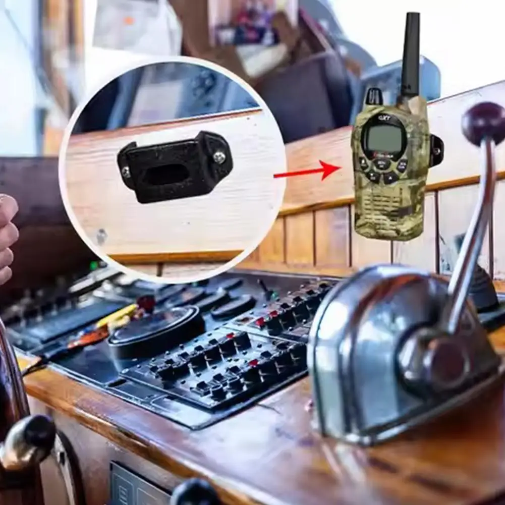 Walkie talkie microfone titular rádio bidirecional firme suporte de montagem parafuso fixação gancho para carro/caminhão para barco w5n2