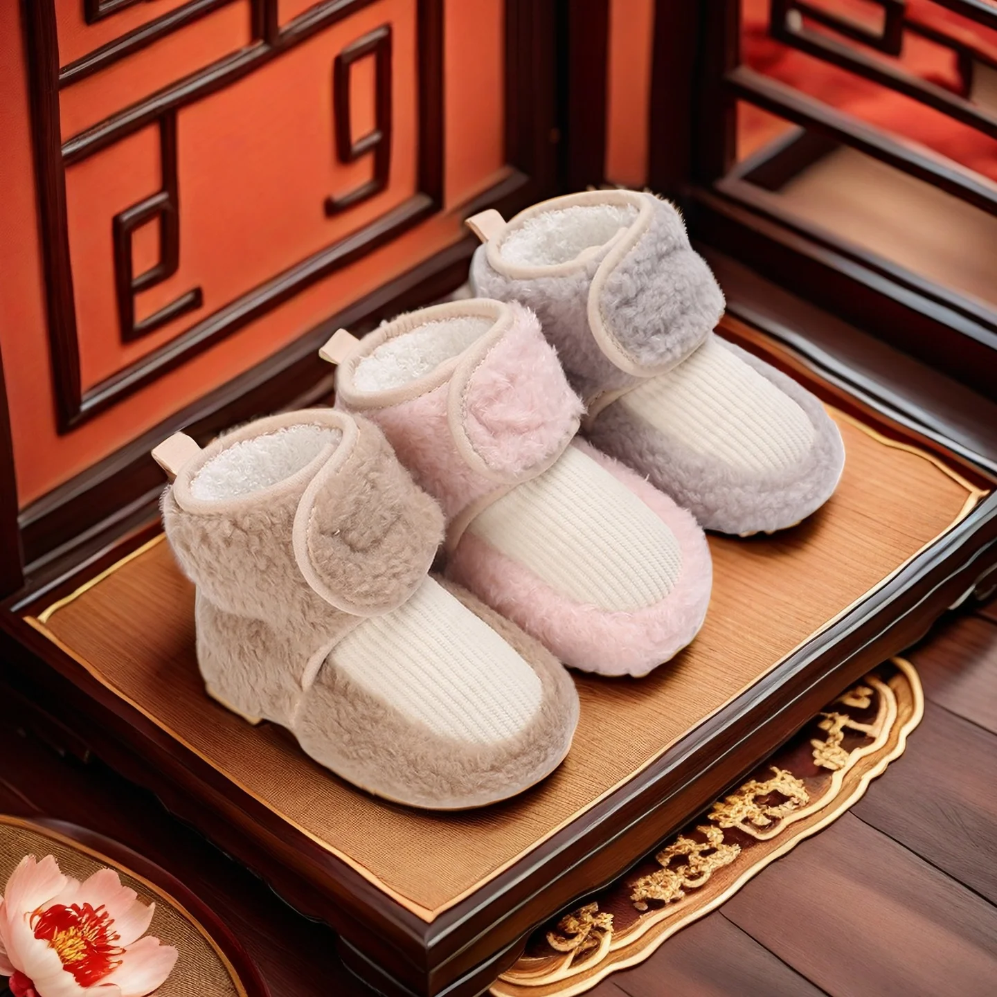 

Baby Cotton Shoes 0-1 Years Old With Plush Winter Soft Soled Walking Shoes For Male and Female Babies Anti Slip and Not Falling