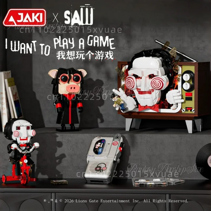 

New JAKI Chainsaw Scary Puppet Billy Building Blocks Billy Tape Recorder Assembly Model Toys Desktop Ornament Holiday Gifts