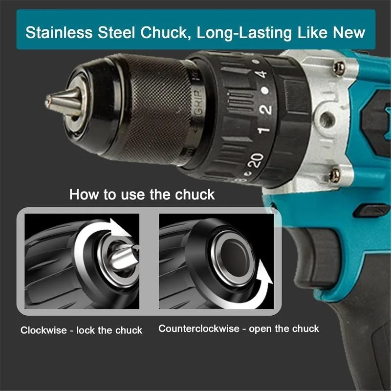 充電式21V多機能電動ハンドドリル - リチウム電池、インパクトピストルドリル、電動ドライバー機能