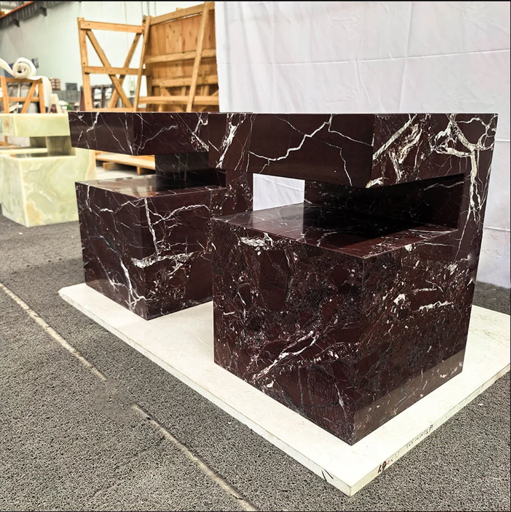 Good Price Home Decoration Real Marble Furniture Rosso Levanto Mable Table Stone for Living Room