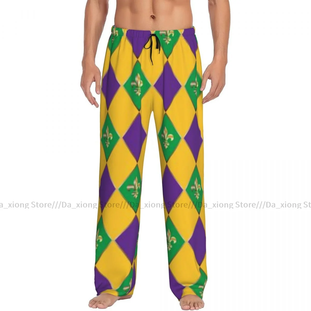 Men's Sleepwear Loose Sleep Pants Pajamas Mardi Gras Carnival Pattern Long Lounge Bottoms Casual Homewear