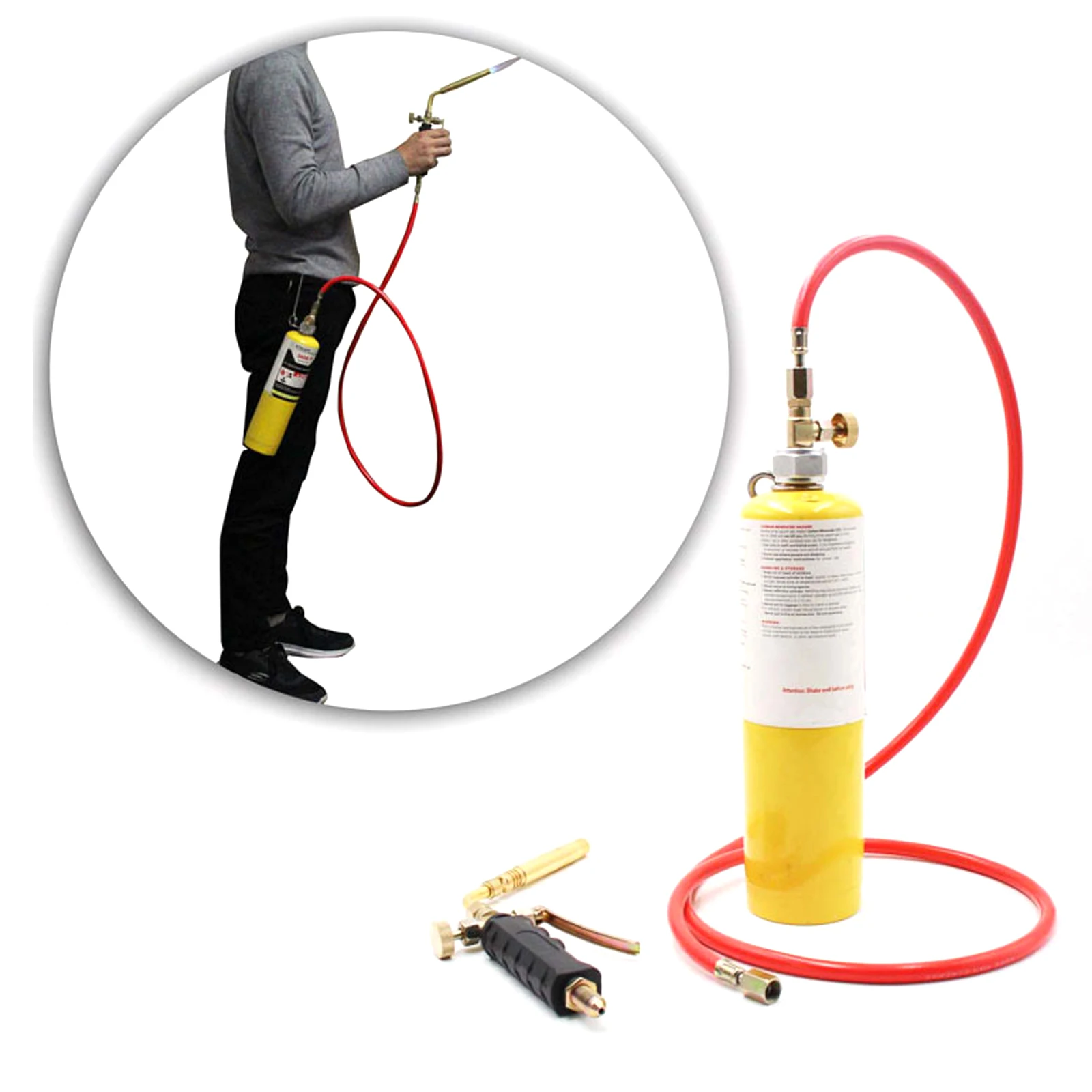Professional Dual Switch Gas Torch Brazing Torch Of Propane Gas 1.6m Hose Ignition Gas Flame Soldering Tool ForBBQ Heating