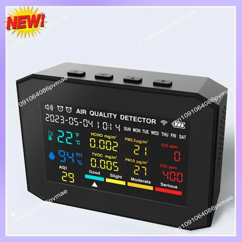 t24c-air-quality-monitor-indoor-with-time-date-display-and-alarm-clock-black-co2-monitor-black