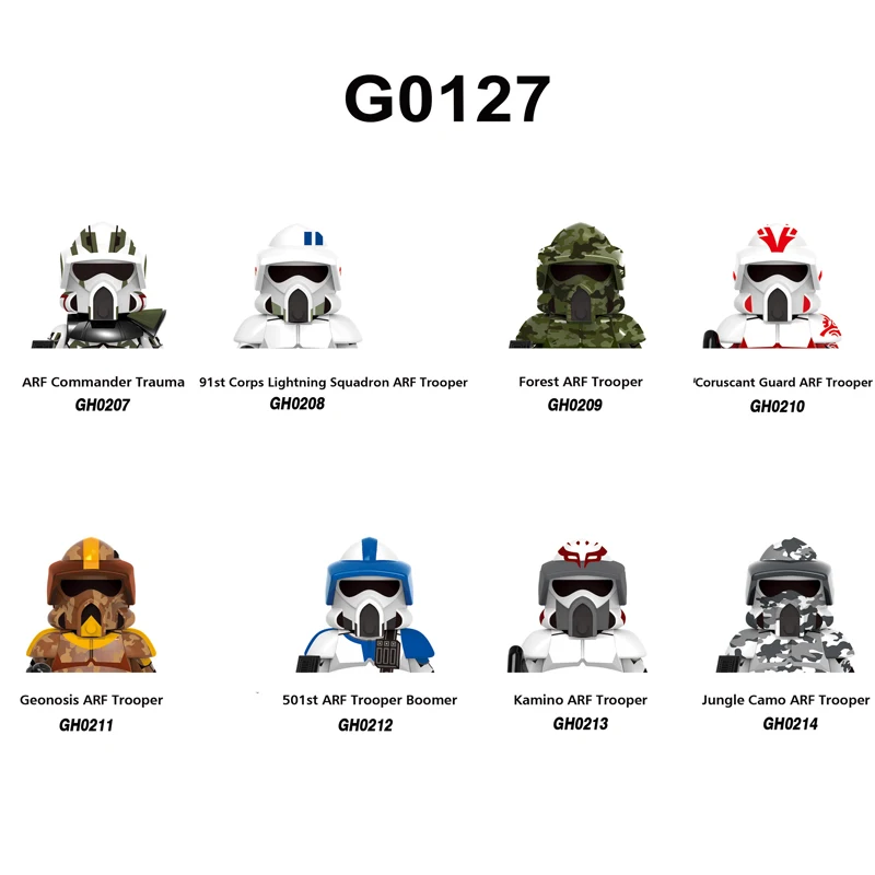 G0127 Building Blocks 8 pcs/set Geonosis ARF Trooper Figures Forest  ARF Trooper Brick ARF commander Trauma mini Assembly Toys