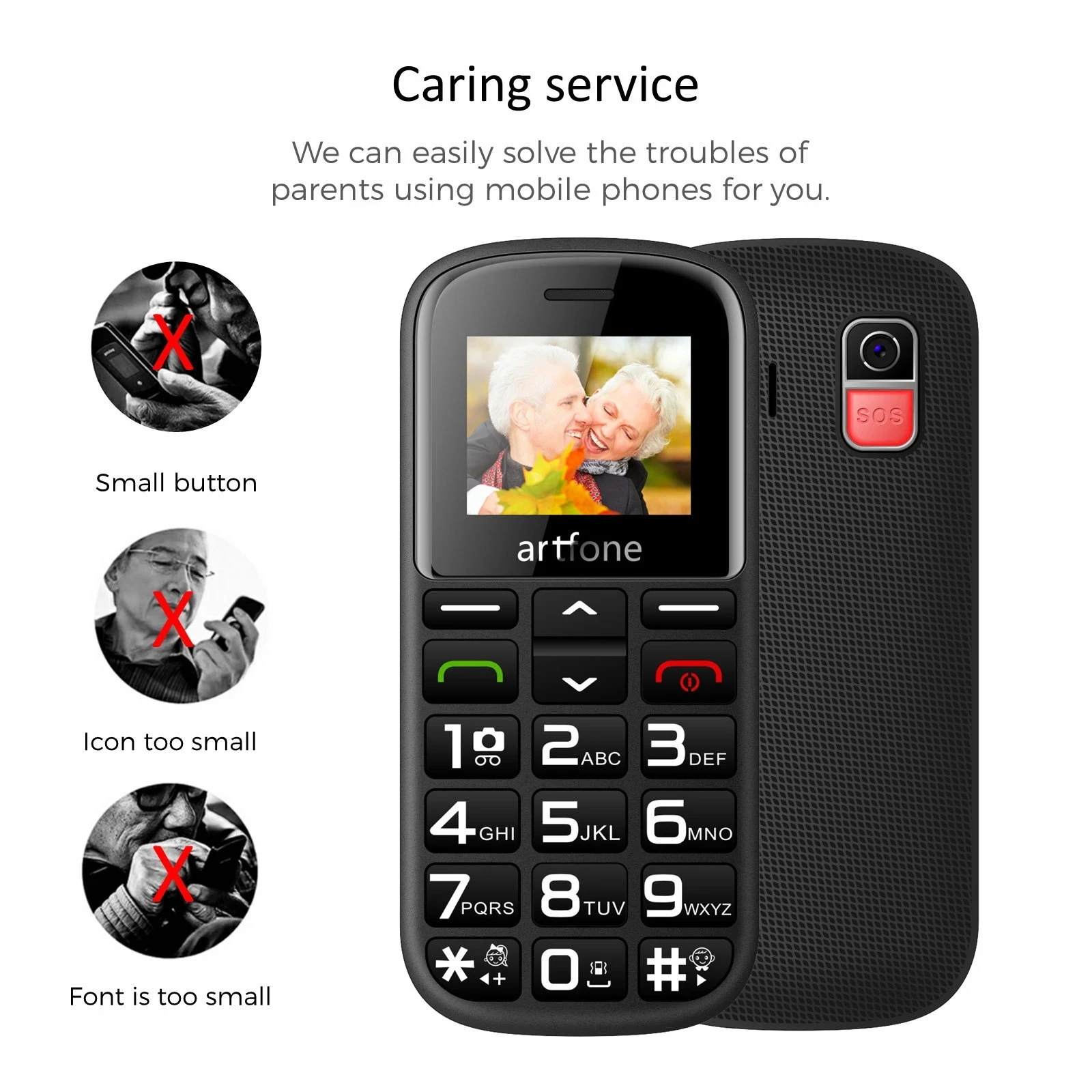 Bar Senior Cellphone Artfone CS181 CS182 CS188 GSM 2G Large Voice Big Button Mobile Phone For Elderly One Key SOS Dual Sim Torch