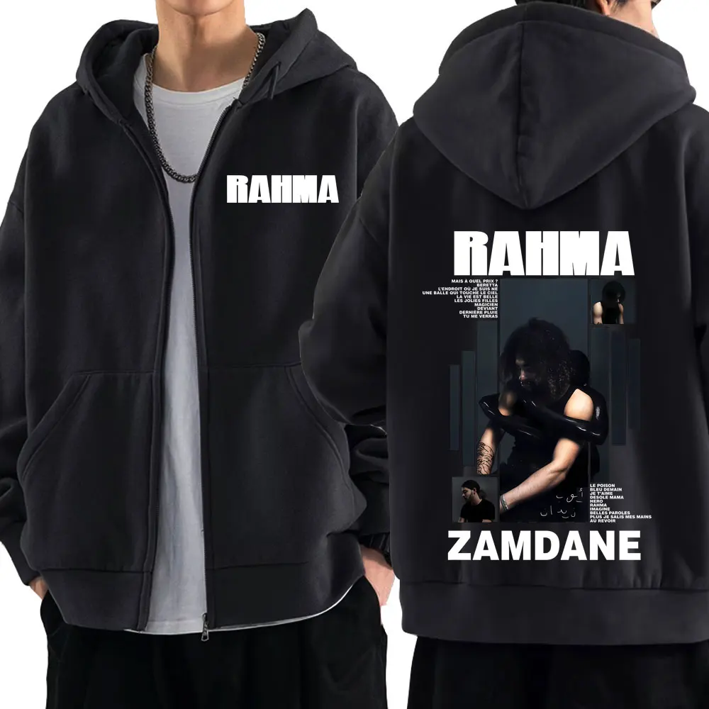 مغني الراب Zamdane RAHMA ألبوم الوجهين طباعة هوديي طويلة الأكمام Vintage جاكيت زيبرا بلايز الرجال النساء موضة زمم البلوز