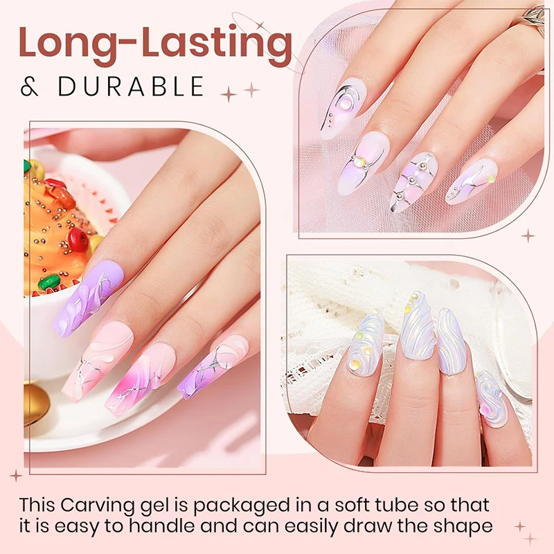 BORN PRETTY Clear 5D Sculpting Gel für Nail Art Design DIY 5D Nail Art Gel Prägegel zum Malen Zeichnen Schnitzen Nägel Gel