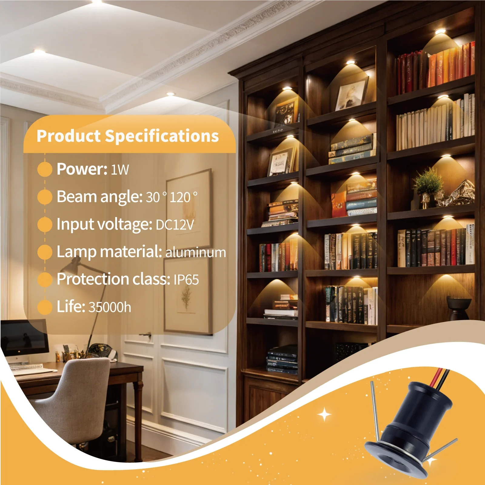 IP65 Mini Spot Leds 1W 12V Spotlight Dimmable Ambient Spot Lamp Recessed Downlight for Ceiling Bedroom Stair Cabinet Spot Light