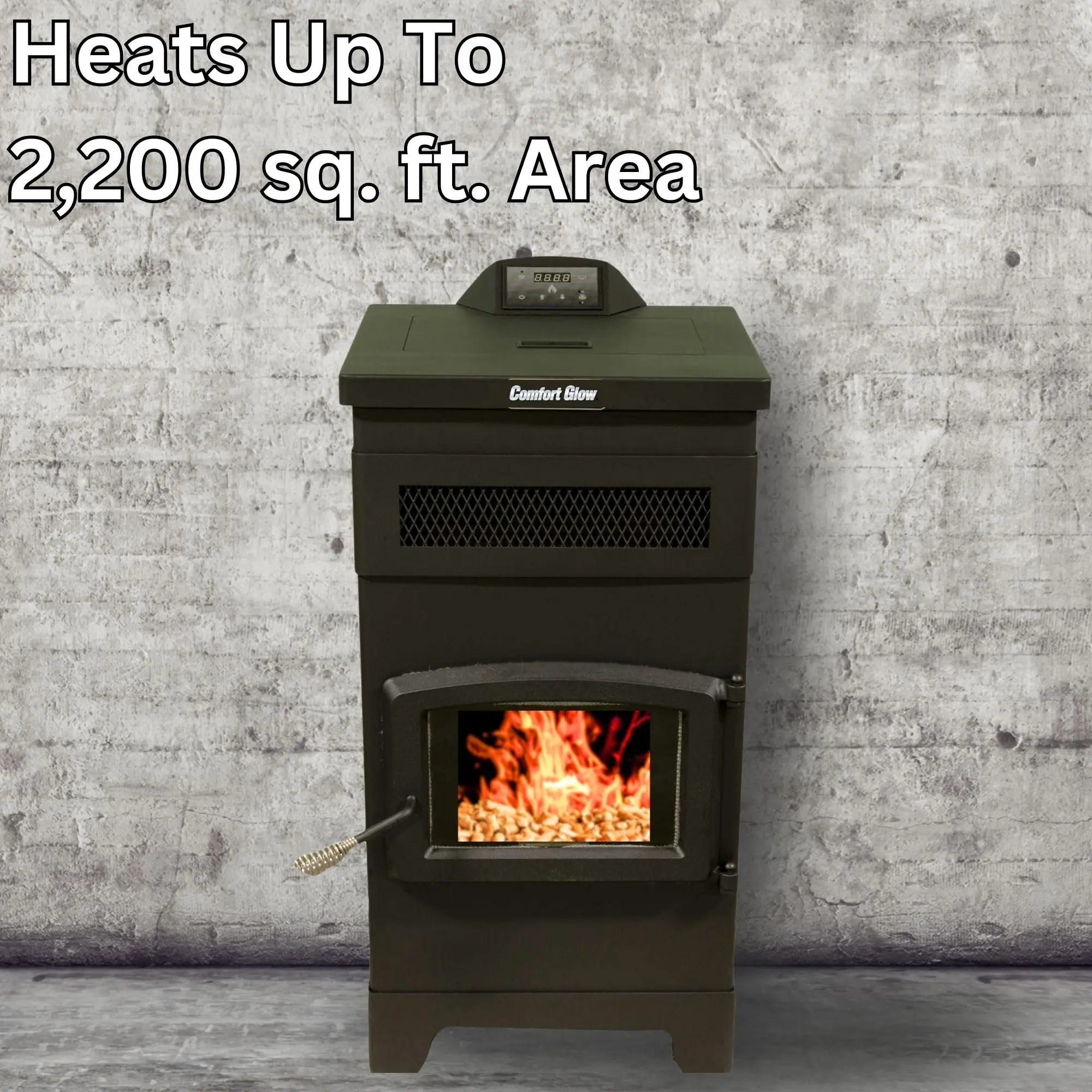 Pellet Stove for Home Heating, Remote, 60 lb Hopper - CGPS2100