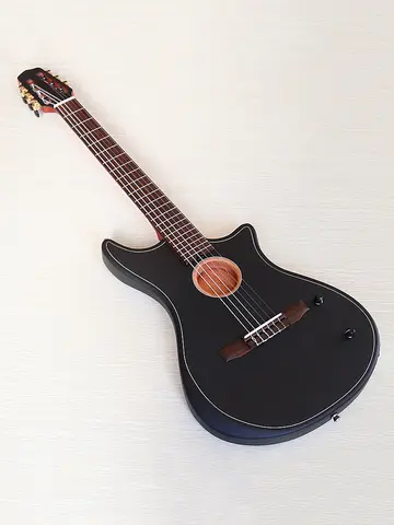 Silent Classical Guitar 39 Inch 6String Solid Spruce Top Matte with Pickup Nylon String Electric Classical Guitar Black&Sunburst