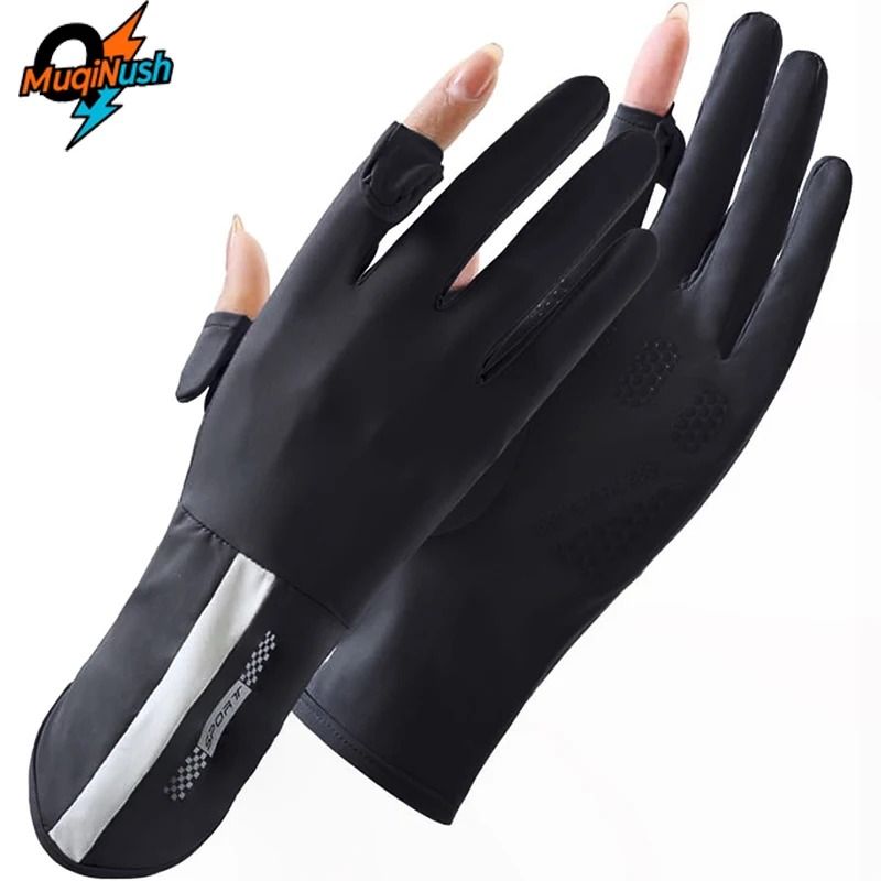 MuqiNush 1 Pair Sunscreen Gloves Women's UV Resistant with Full Finger Touch Screen Anti Slip Breathable for Driving Cycling