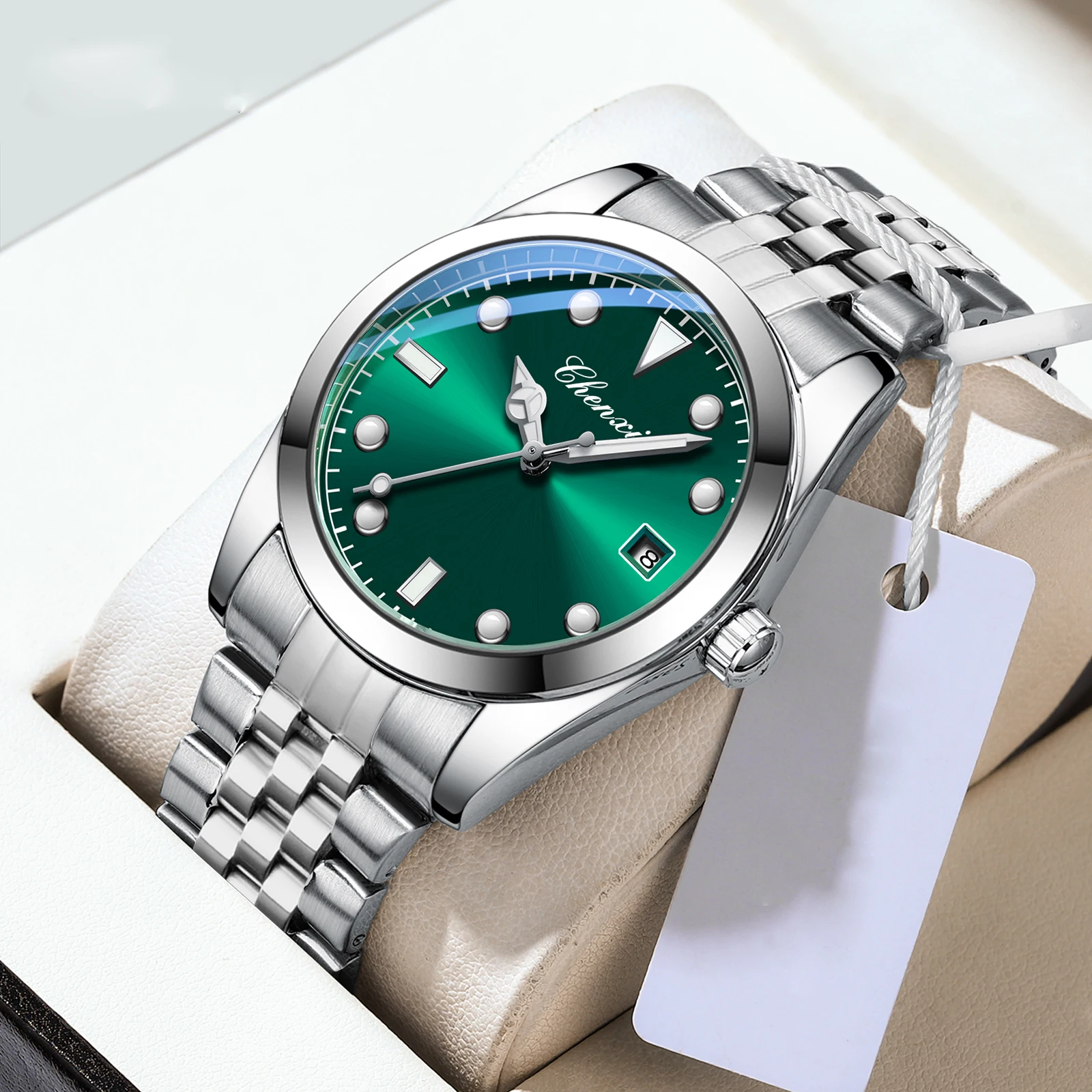 CHENXI أعلى العلامة التجارية الفاخرة ساعة رجالية عارضة الفولاذ المقاوم للصدأ حزام للماء مضيئة الكوارتز الرجال ساعة اليد الكلاسيكية الأعمال على مدار الساعة