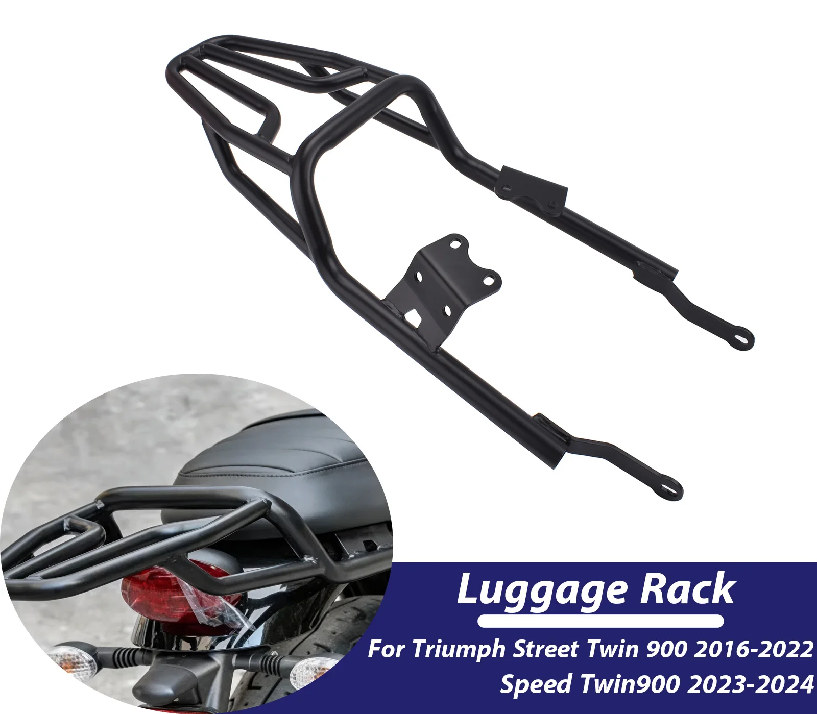 

Street Twin 900 2016-2022 Rear Luggage Rack For Triumph Speed Twin900 2023 2024 Carrier Case Support Holder Bracket Accessories