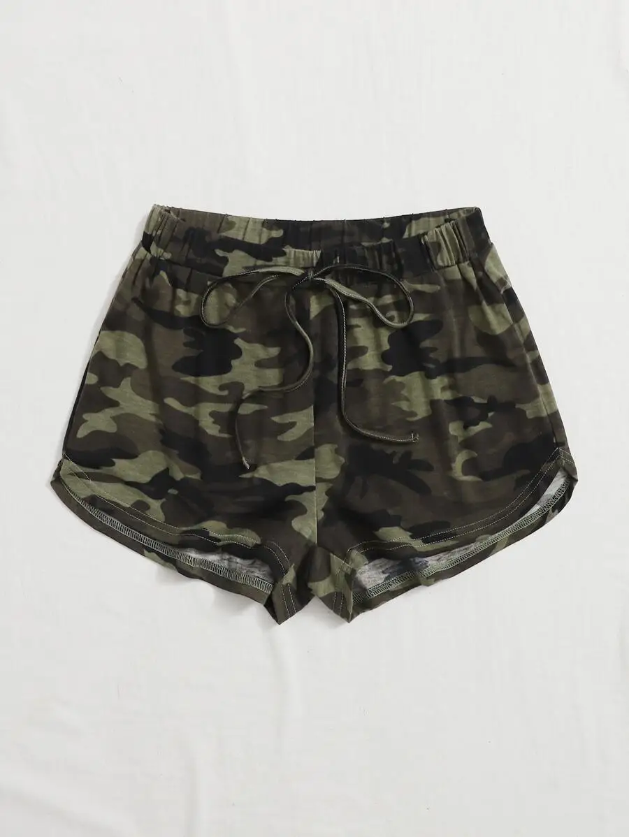 

Camo Print Drawstring Waist Casual Shorts