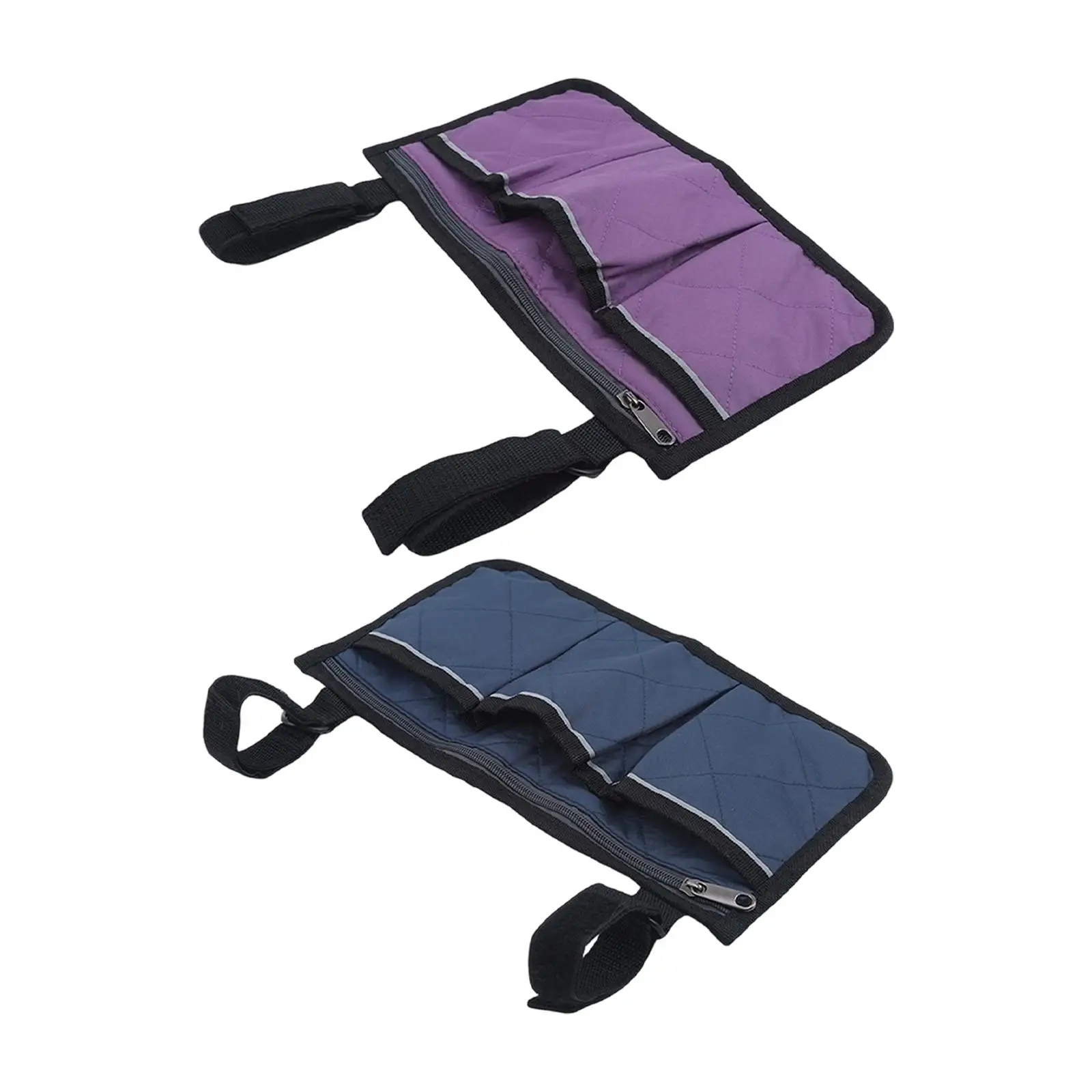 Side Storage Bag Durable Polyester Armrest Pouch for Seniors Rollator Walker Stroller Mobility Chair Use