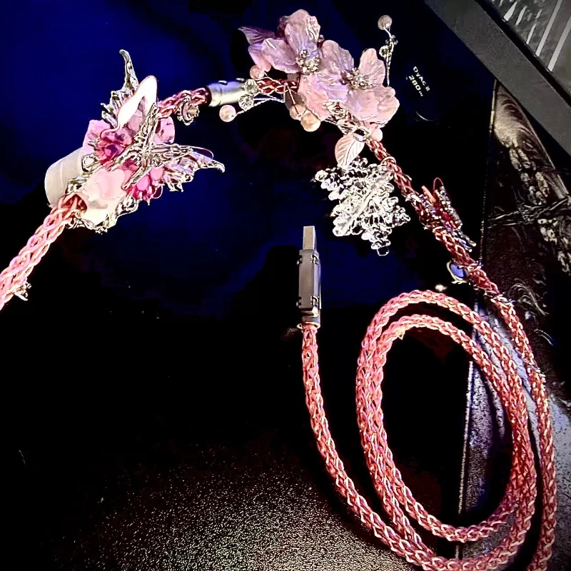 Palpitation Theme 8K Aviation Plug Cable Custom Original Handmade 1.3m Length Desktop Decoration Keyboard Cable Accessories DIY