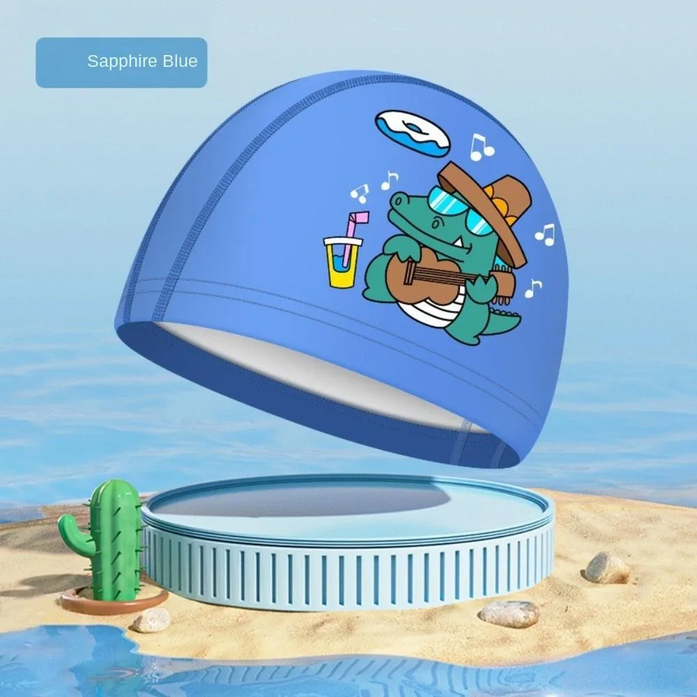 قبعات السباحة المطلية بالبولي يوريثان من السيليكون المتين المقاوم للماء لحمام السباحة قبعات السباحة الكرتونية المطبوعة مقاس حر قبعة السباحة للجنسين