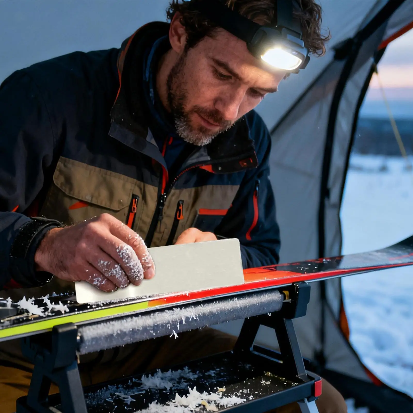 

Ski Wax Scraper Stainless Steel Snowboard Wax Kit Practical Double Board Waxing Removal Tools for Winter Sports