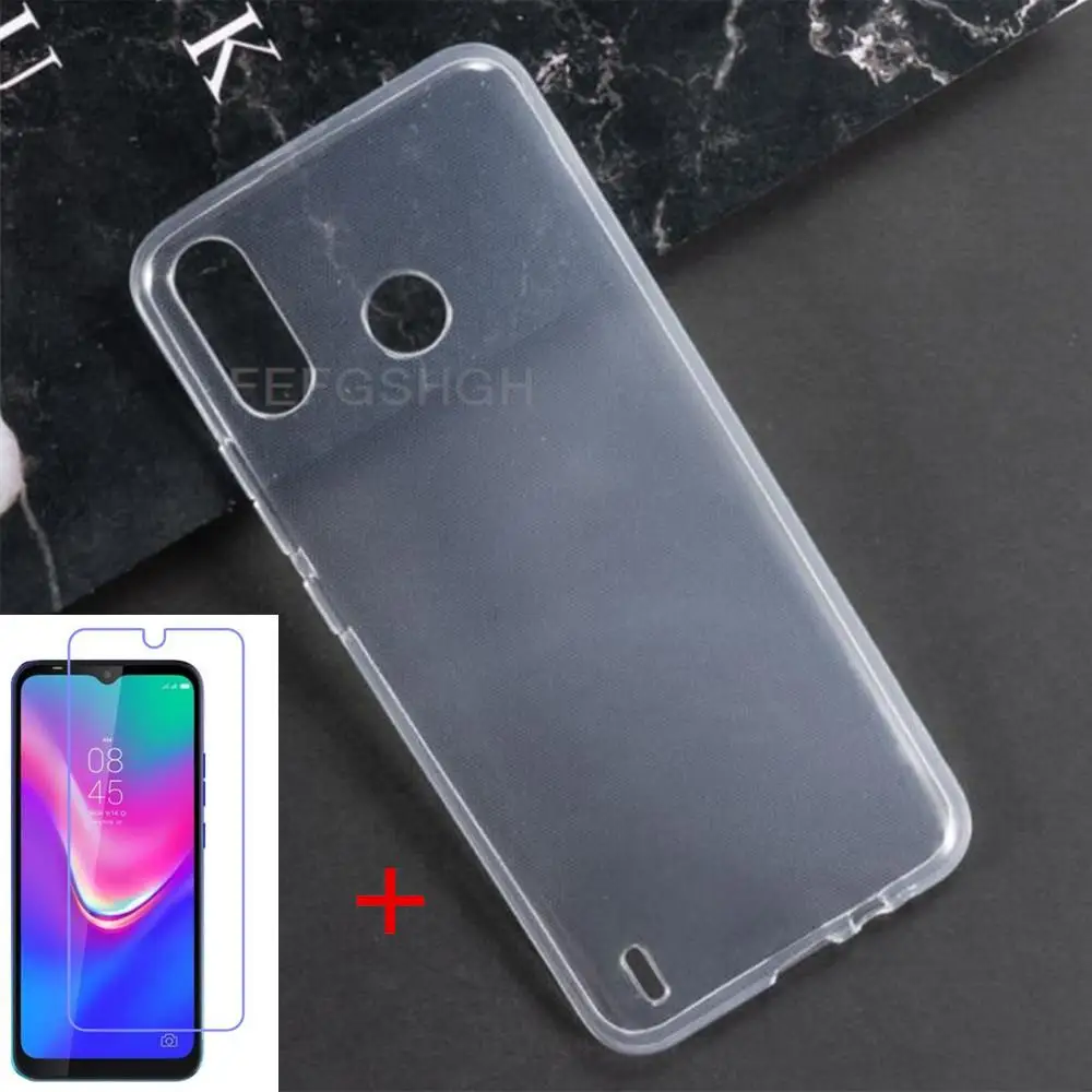 Anti-knock Soft TPU Phone Case For Tecno Spark 4 Lite SPARK4 4LITE Spark4Lite Silicone Cover Bumper Tempered Glass