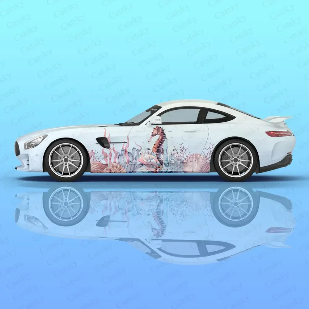 Animal Ocean Seahorse Car Body Sticker Itasha Vinyl Side Decal Body Wrap Cover Auto Accessories Decoration Protective Film Gift