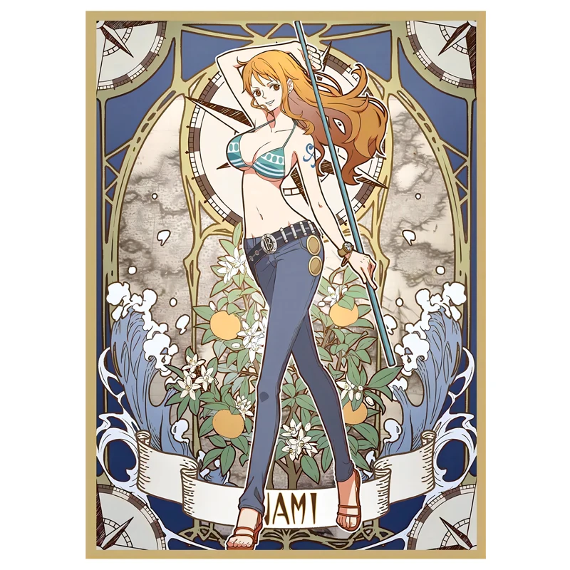 ซองใส่การ์ดหนึ่งชิ้นลายอะนิเมะ Nami Uta Robin yamato 60ชิ้นเคสป้องกันด้วยเลเซอร์ส่องแสง