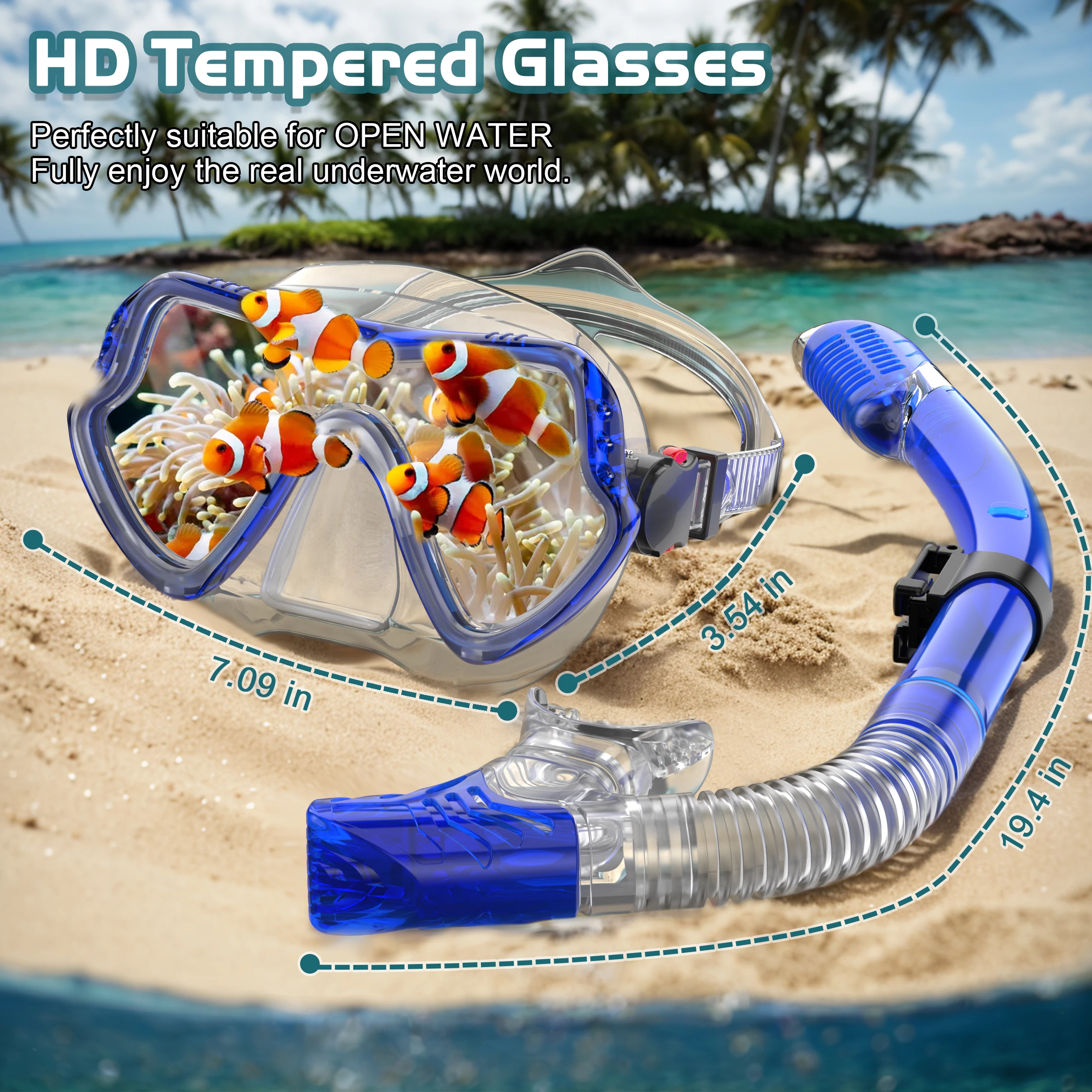 Dry Snorkel Set maschera subacquea per adulti HD vetro temperato attrezzatura da Snorkeling panoramica professionale nuoto Training Snorkel Kit