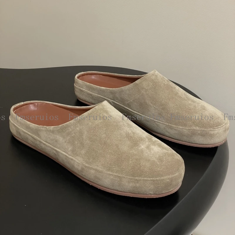 

Мужские и женские тапочки на плоской подошве с круглым носком, высокое качество, натуральная кожа, нейтральный стиль, модные повседневные шлепанцы для отдыха в лаконичном дизайне