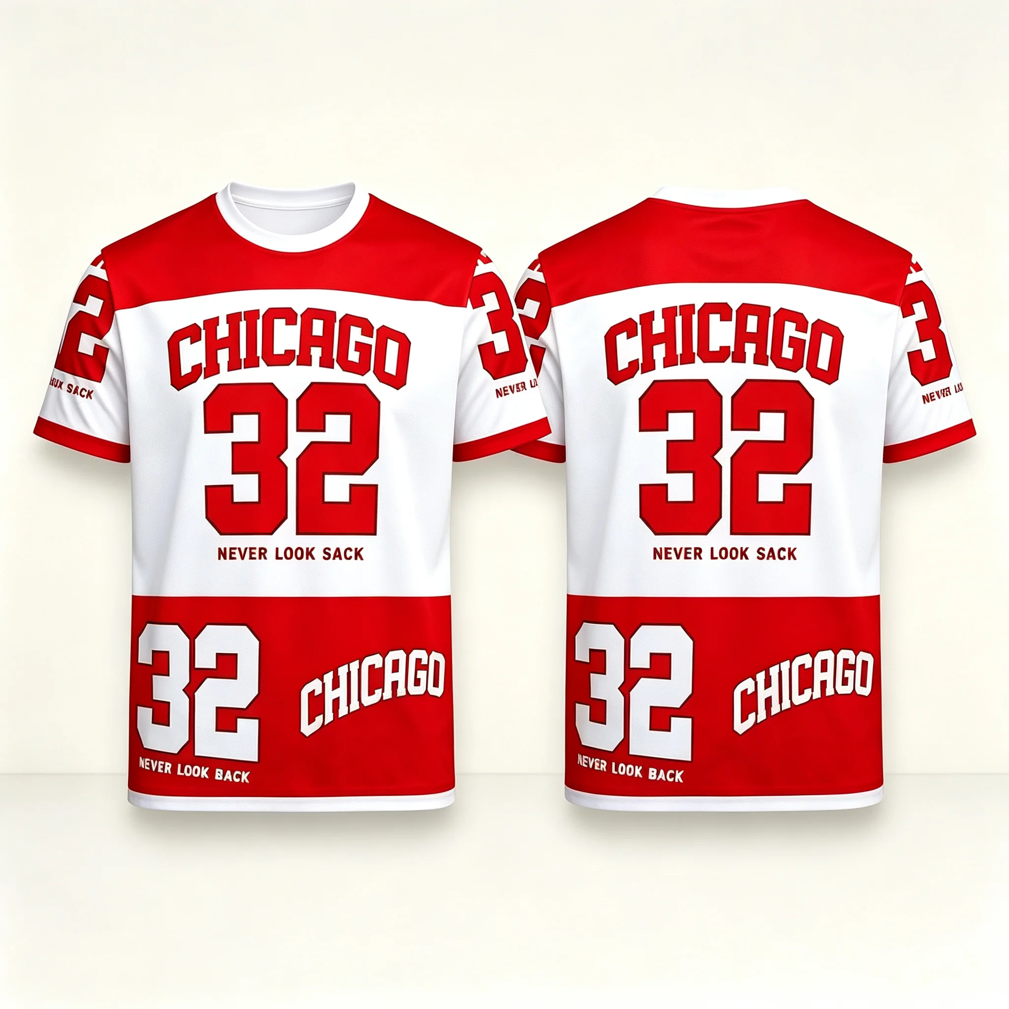 Chicago No.32 Trendy Commemorative Fan Jersey, Double-sided Number & Slogan Print, Breathable Sports Shirt Many Color Choices