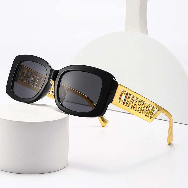 

Fashion Fishing Sunglasses Male Female Black Frame Letter Palm Hip-hop Trend Brand High-end Sense Sunglasses Travel Sunglasses