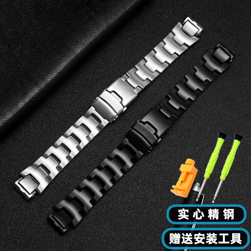 Stainless Steel Watchband for Casio PRW-3000/3100/6000/6100Y Mountaineering Sports Watch Strap Metal Bracelet Accessories