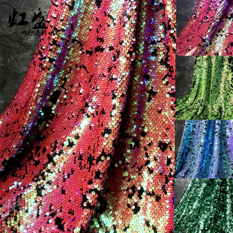 

Multi-color Dress Sparkling Elastic Sequin Fabric Clothing Designer Cloth Per Meter Apparel Diy Sewing Material