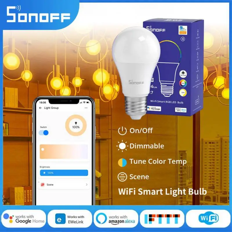 Sonoff B05-bl-A60 Smart Bulb 9W 110/220V WiFi Led Rgb Lamp Change Colors With Music Timer Light Work With Ewelink Alexa Alice