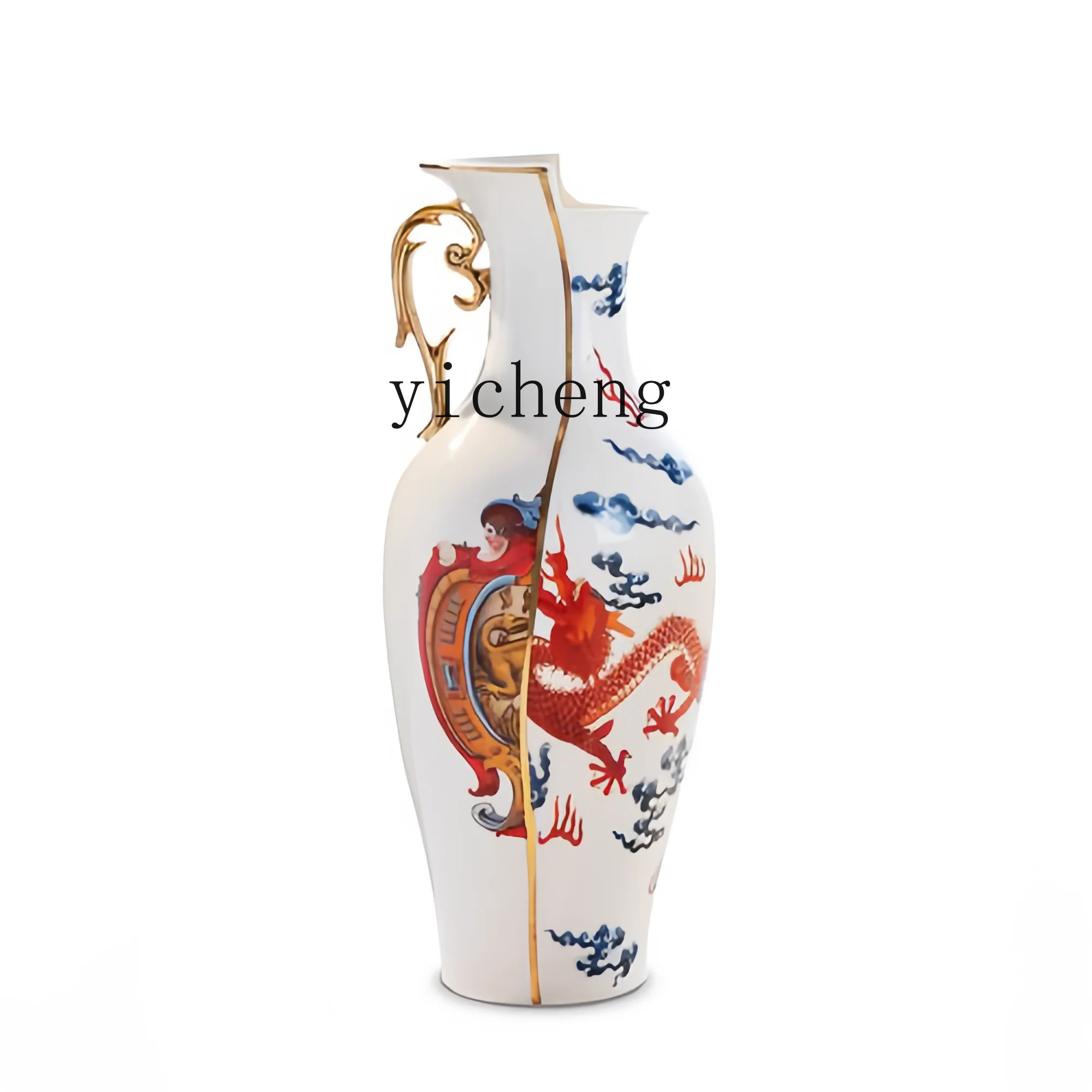 TQH High-End Entrance Hall Chinese and Western Style Combined Housewarming Gift Decorative Ornament Ceramic Vase Dining Table