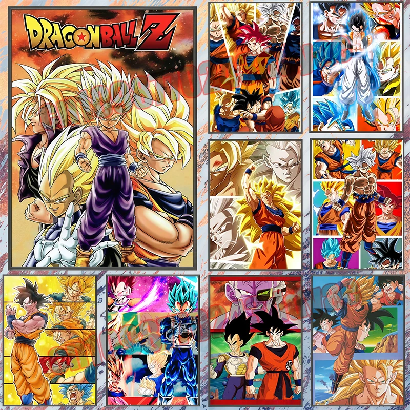 Japanese Anime Dragon Ball Z Canvas Painting Poster Vegeta Goku Super Saiyan Wall Decoration Picture Christmas Children's Gift