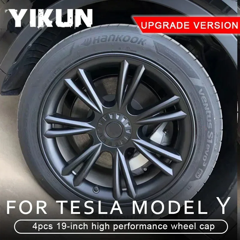 4PCS Hub Cap Performance for Tesla Model Y 19-Inch Replacement Wheel Cap Automobile Hubcap Full Rim Cover Accessories 2018-2024