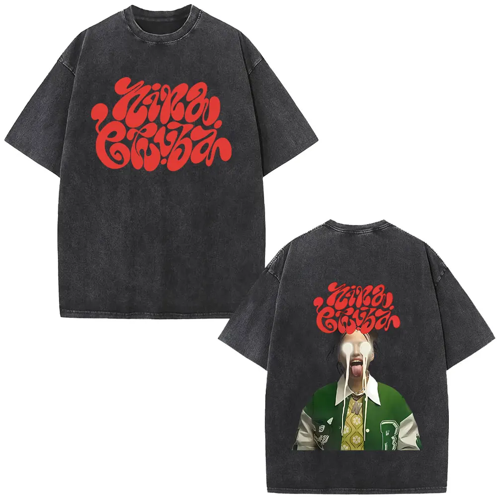 

Rapper Nina Chuba Glas Washed Vintage T-shirt Arena Tour 2025 T Shirts Men Women Hip Hop Fashion Oversized Short Sleeve T-shirts