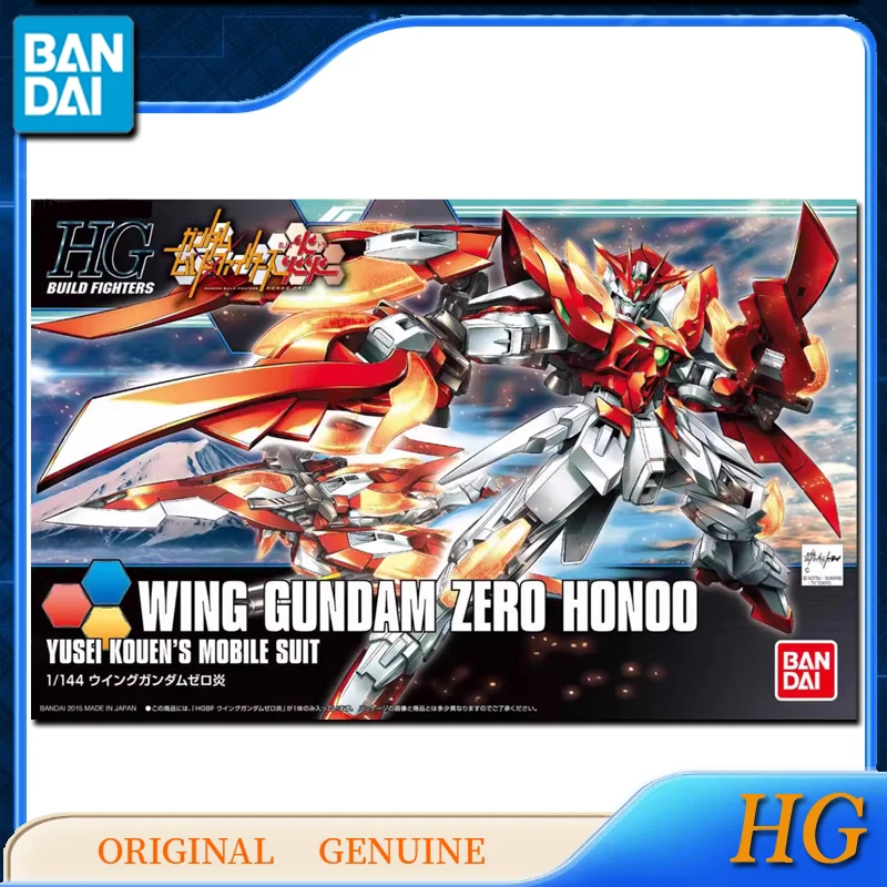 Bandai-Original Genuine HG WING Gundam ZERO HONOO Anime Figuras de Ação Brinquedos para Meninos e Meninas, Modelo Colecionável Crianças Ornamentos, Presente