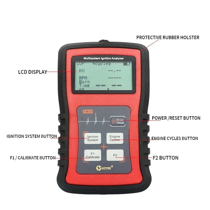 KZYEE KM20 Multi-System-Zündanalysator-Tester, Messung von Funken, Volt, Funkenbrennen, Zeit, Zündkerzentester, Hochspannungsspulenerkennung